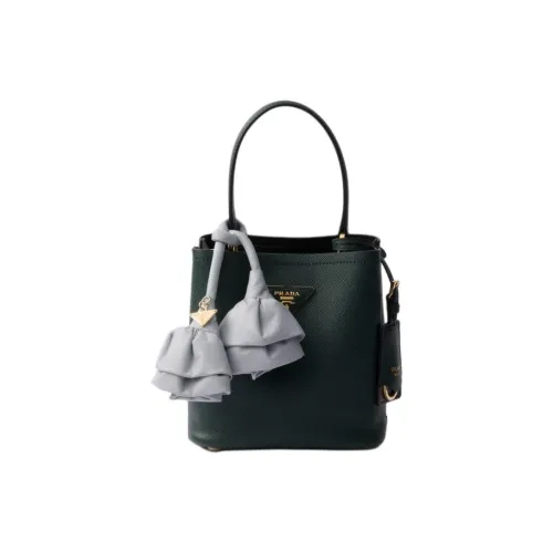 PRADA Panier Calfskin Shoulder Bags Handbags Mini Women's Emerald & Gray