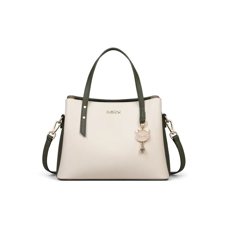PT'SON Cow Leather Shoulder Bag, Crossbody Bag, Handbag Women's Elegant Milk White-4
