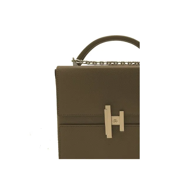 HERMES Cinhetic Epsom Leather Crossbody Bag Women's 8F Tin Gray-3