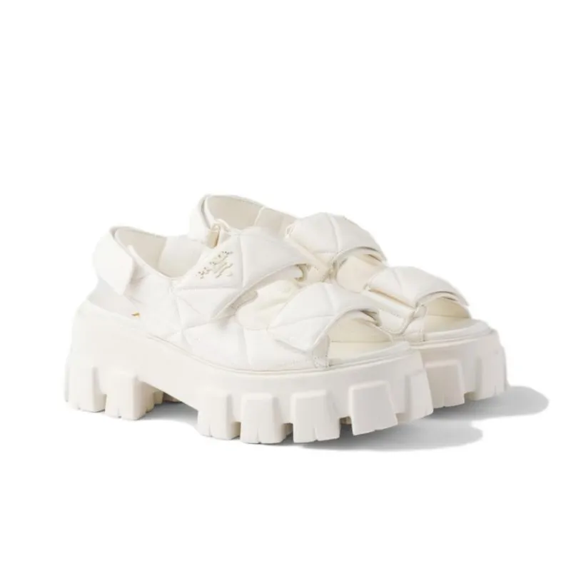 PRADA Monolith One Strap Sandals 5.5cm Women's White-4
