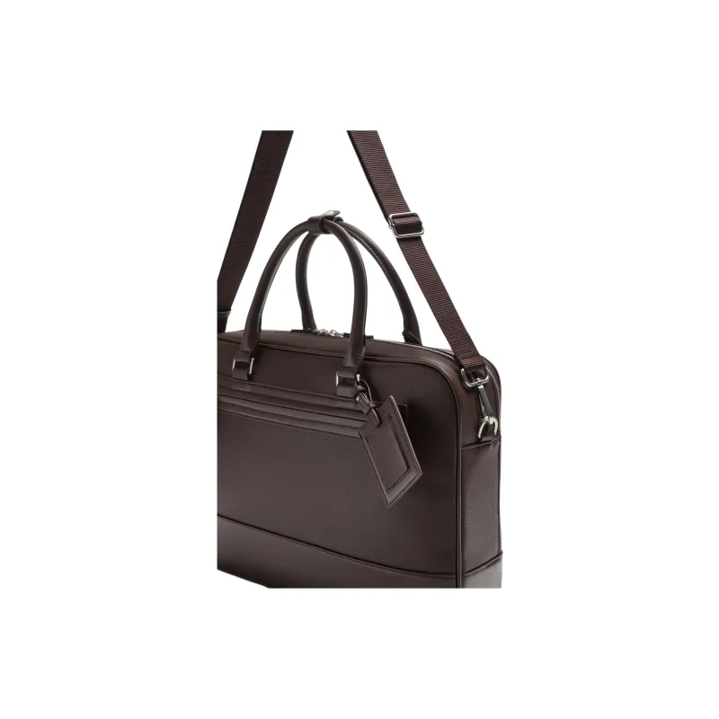 ZARA Polyurethane Portable One Shoulder Crossbody Briefcase Regular Unisex Brown-2