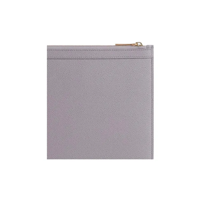 THOM BROWNE· Pebbled Calfskin Coin Purse Clutch Small Size Men's Gray-4