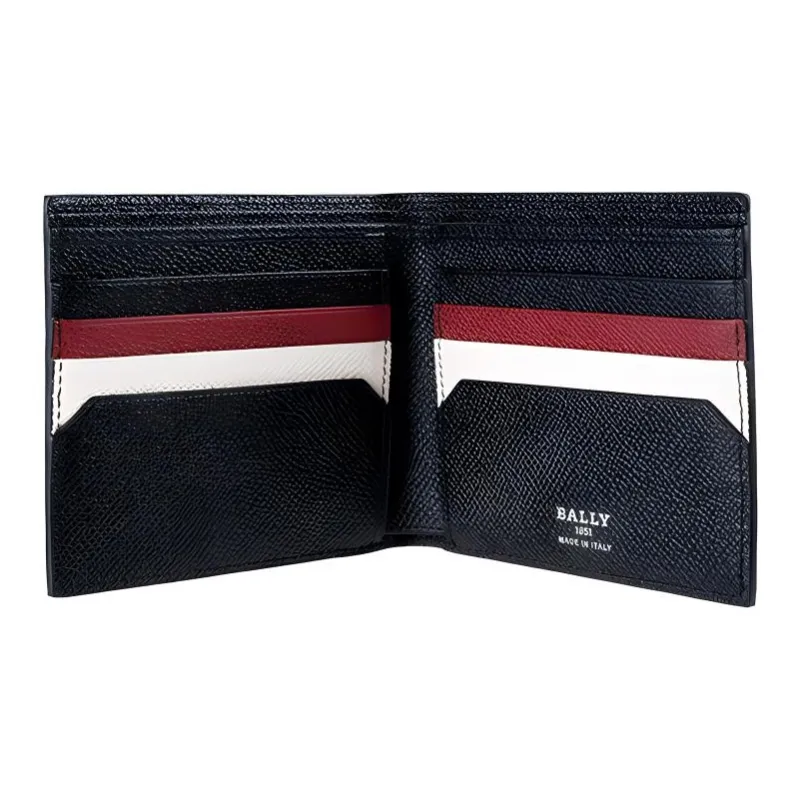 BALLY Cow Leather Wallet Small Size Men's Black-1