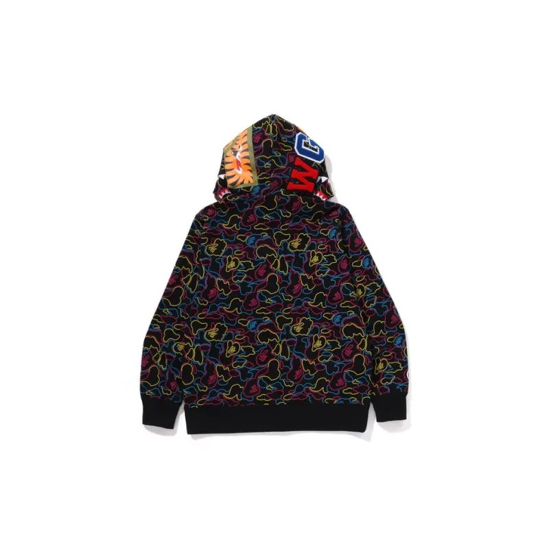 Bape Neon Camo Shark Full Zip Hoodie-5