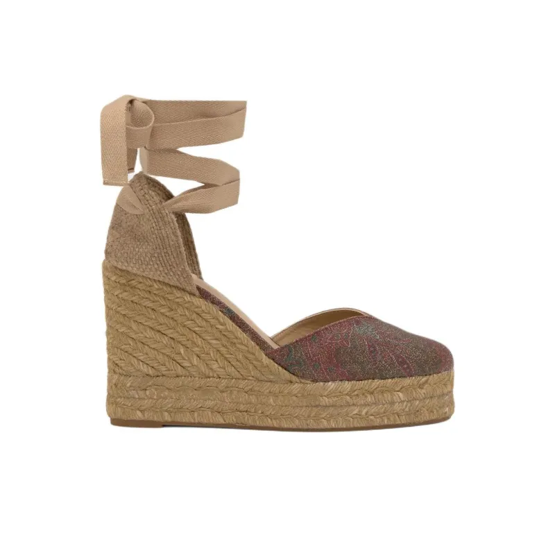 ETRO x Castañer Chiara Wedge Heel High Heels 8cm Women's Tan-1