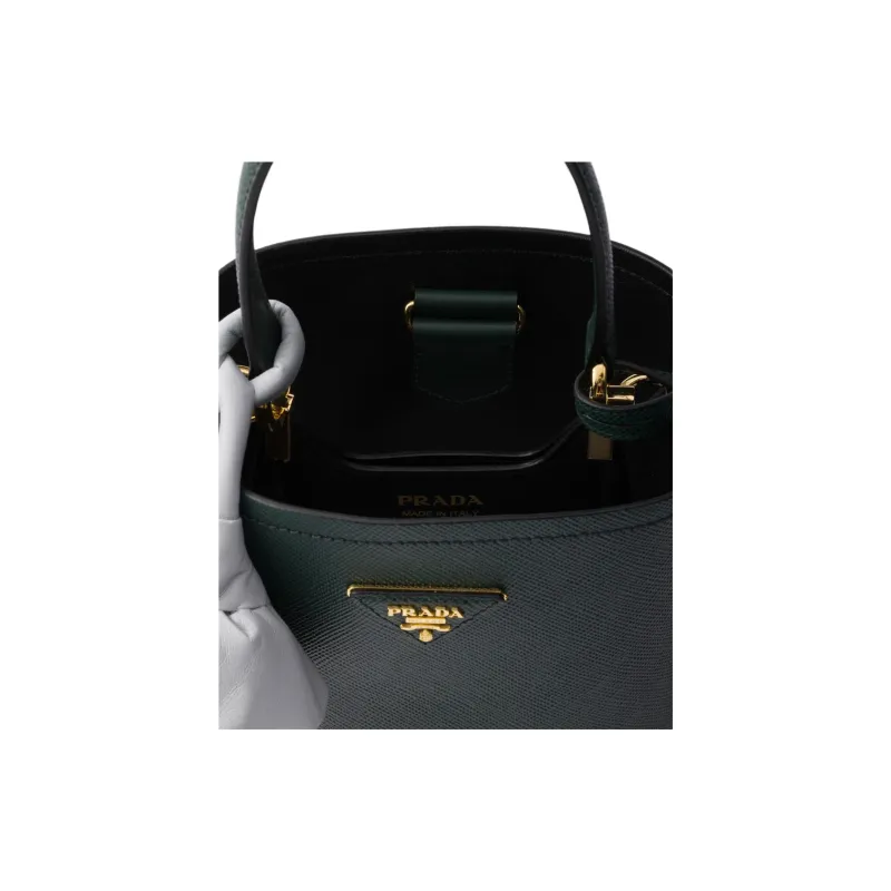 PRADA Panier Calfskin Shoulder Bags Handbags Mini Women's Emerald & Gray-3
