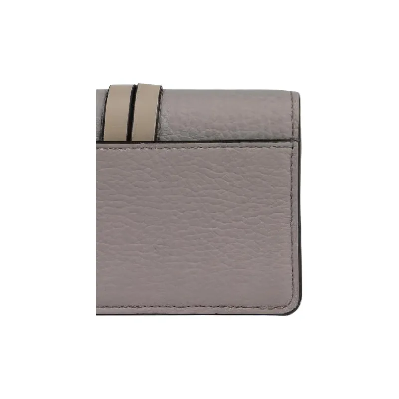 Chloe Grain Leather Coin Purse Women's Gray-3