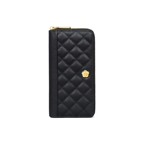 PT'SON Cow Leather Wallet With Multiple Card Slots, Card Holder, Coin Purse Women's Black