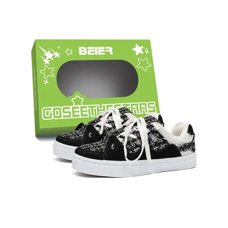 BEIER Slip-Resistant Lightweight Breathable Low-Top Skateboard Shoes Unisex Cranberry-35