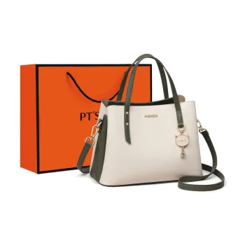 PT'SON Cow Leather Shoulder Bag, Crossbody Bag, Handbag Women's Elegant Milk White