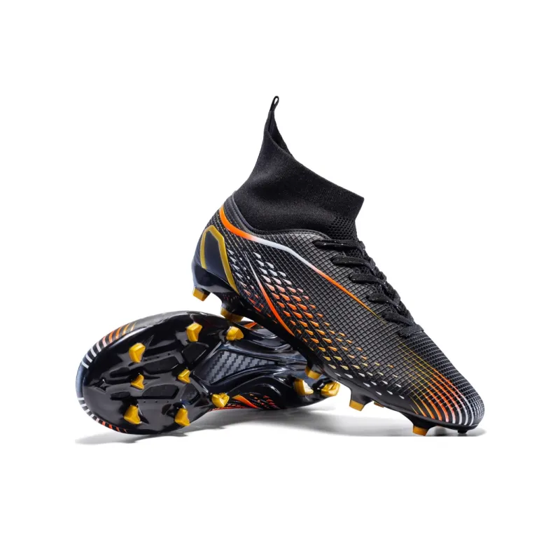 QIUTEXIONG Soccer Shoes Unisex High Top Aqua/White/Gold/Black-36