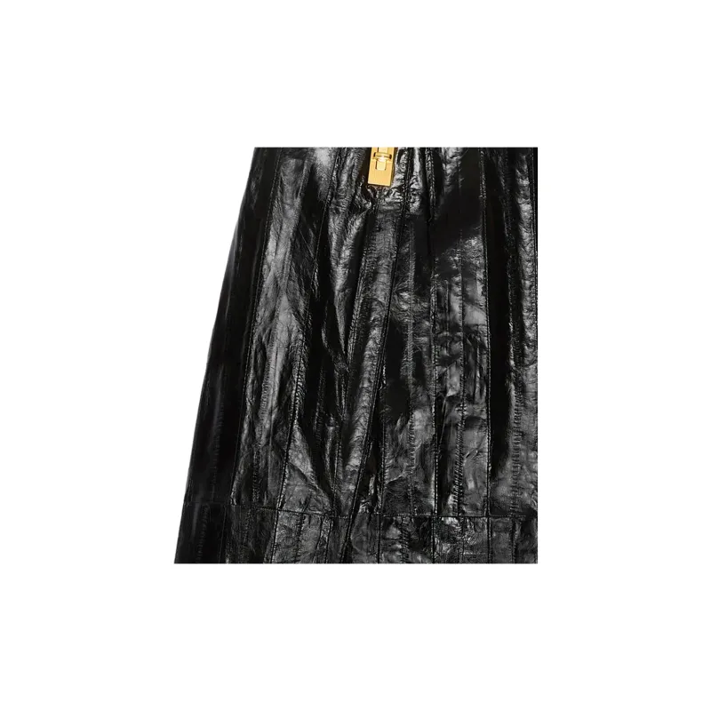 Givenchy Leather Long Skirt Women's Black-3