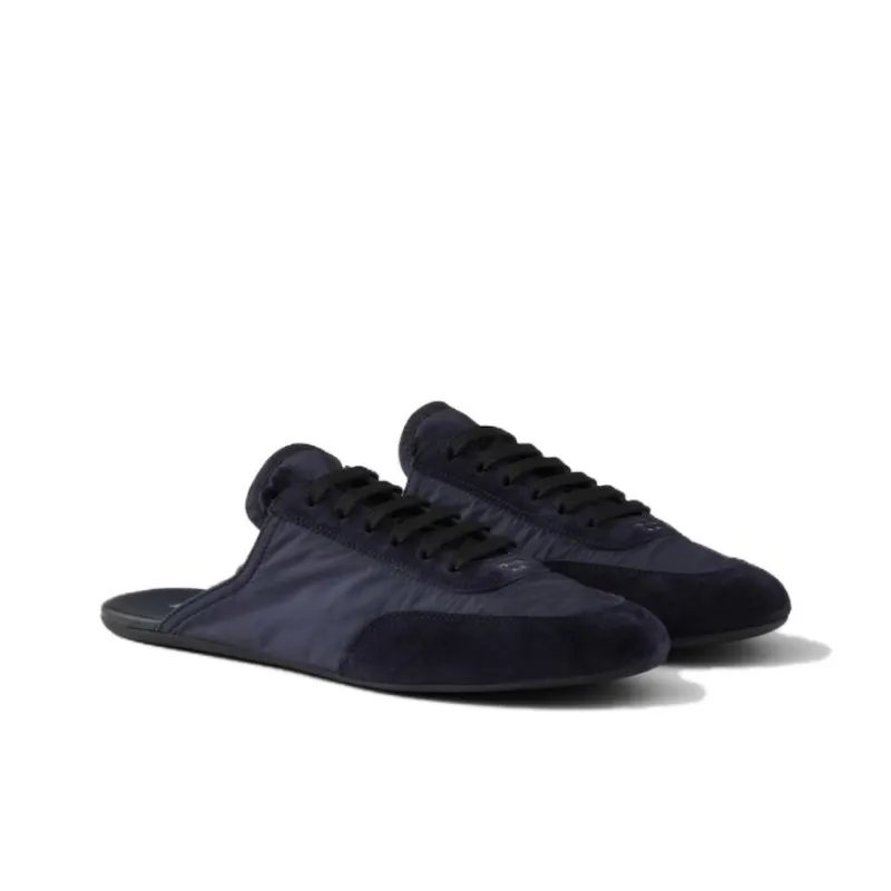 PRADA Re Nylon Slip Resistant Closed Toe Slippers Women's Blue-2