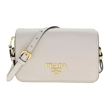 PRADA Leather Camera Bags Crossbody Bag Shoulder Bag Small Size Women's White