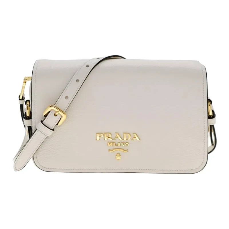 PRADA Leather Camera Bags Crossbody Bag Shoulder Bag Small Size Women's White-0