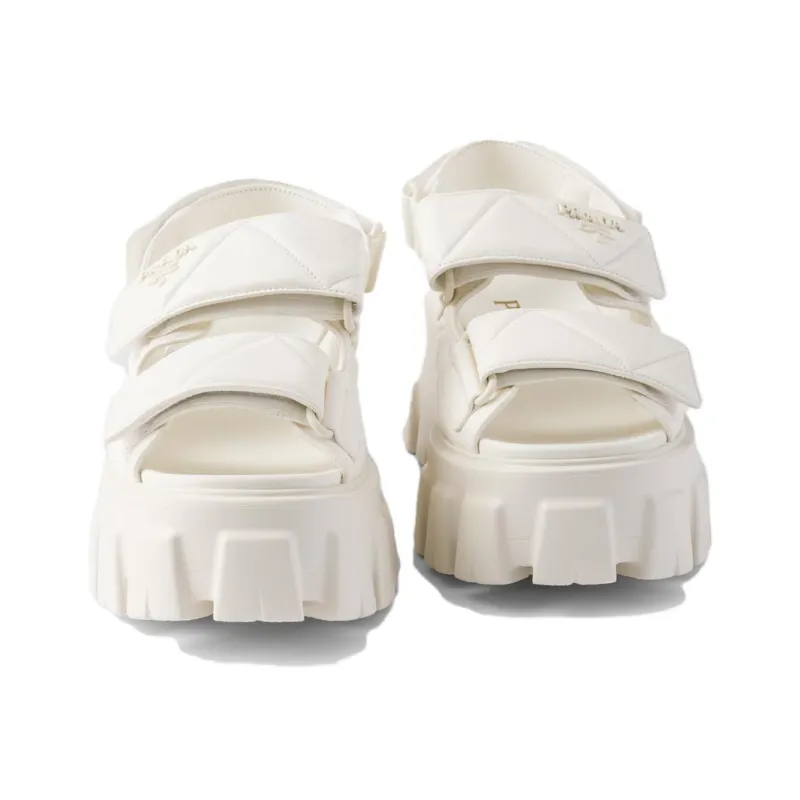 PRADA Monolith One Strap Sandals 5.5cm Women's White-2