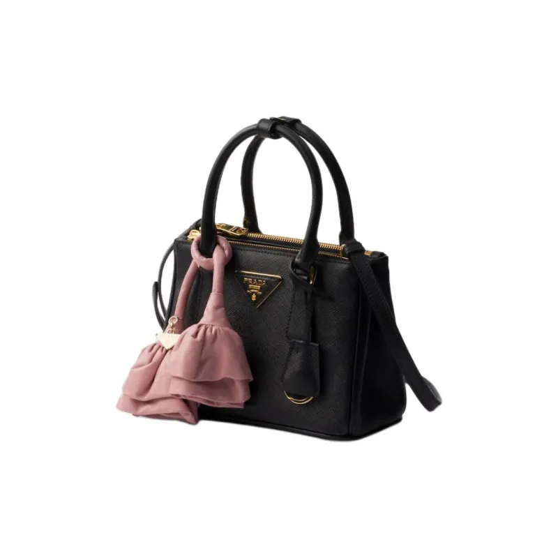 PRADA Saffiano Calfskin Shoulder Bag Crossbody Bag Handbags Mini Women's Black & Pink-1