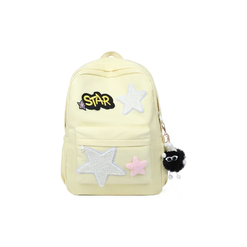 URBAN FOREST Canvas Backpack Unisex Yellow/Green/Pink/Black-4