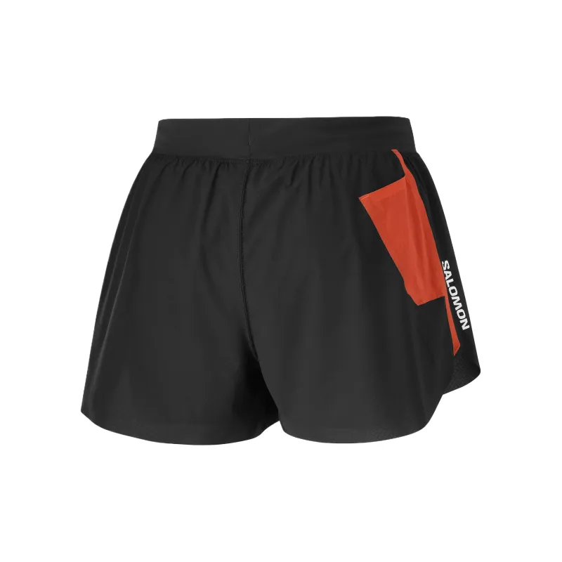 SALOMON Sports Shorts Women's Pitch Black/Orange Red-1