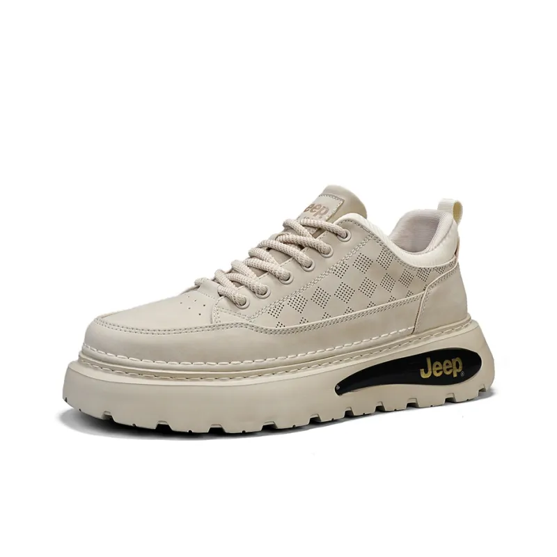 Jeep Mesh Hole Breathable Anti Slip And Wear Resistant Height Increasing Low Top Casual Shoes Men's Sand-2