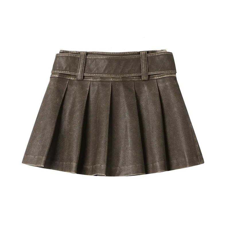 ANDREA MARTIN Casual Short Skirts Women's Coffee-1