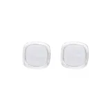 Silver-Trimmed Shell Square Stud Earrings[925 Sterling Silver Stud]
