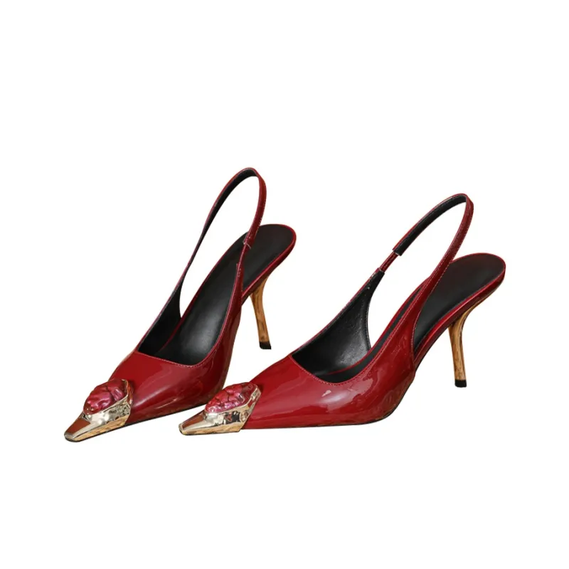 MCKP Slim Heel High Heels Women's Burgundy-2