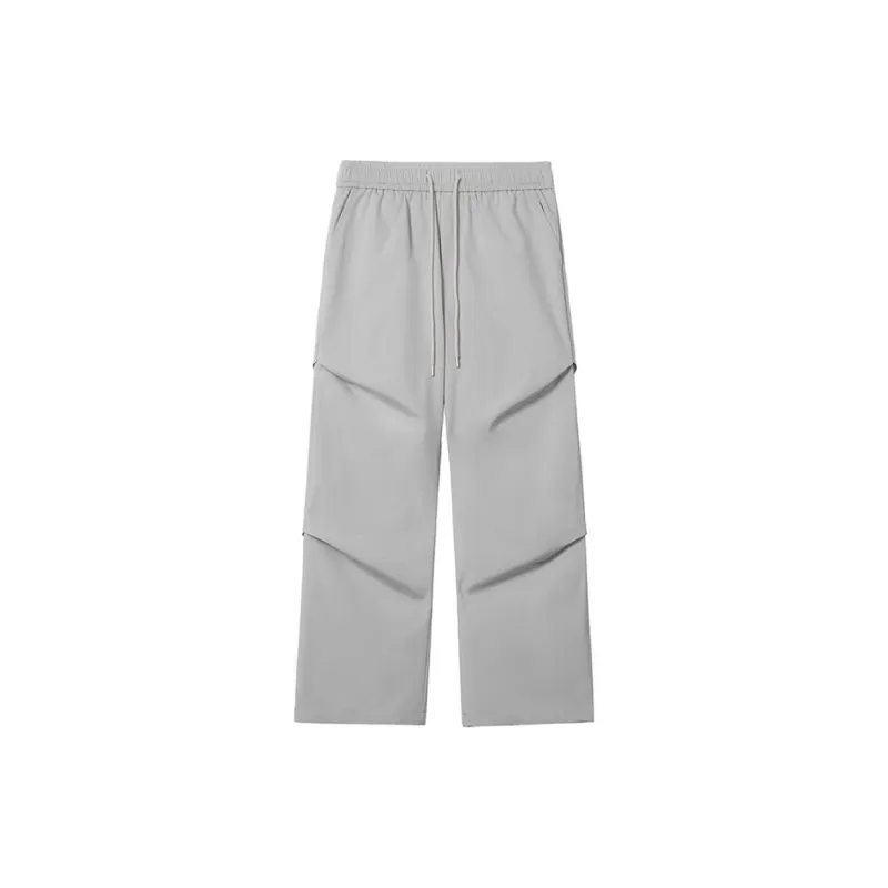 HOKLV Workwear Style Vintage Casual Pants, Wide Leg Straight Fit With A Draping Effect Unisex-1