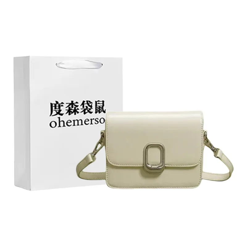 Dusen Kangaroo PU One Shoulder Crossbody Small Bag Women's Ecru/Khaki/Black/Coffee-0