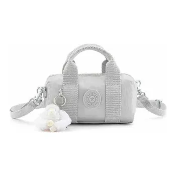 Kipling Fabric Bowling Bag, Shoulder Bag, Crossbody Bag, Handbag Mini Women's Silver