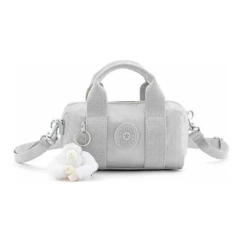 Kipling Fabric Bowling Bag, Shoulder Bag, Crossbody Bag, Handbag Mini Women's Silver