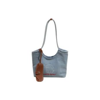 Parker Bear Denim Handbag Shoulder Bag Unisex Denim Blue