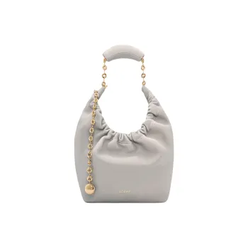 LOEWE Squeeze Lambskin One Shoulder Handbag Small Size Women's Shell Gray