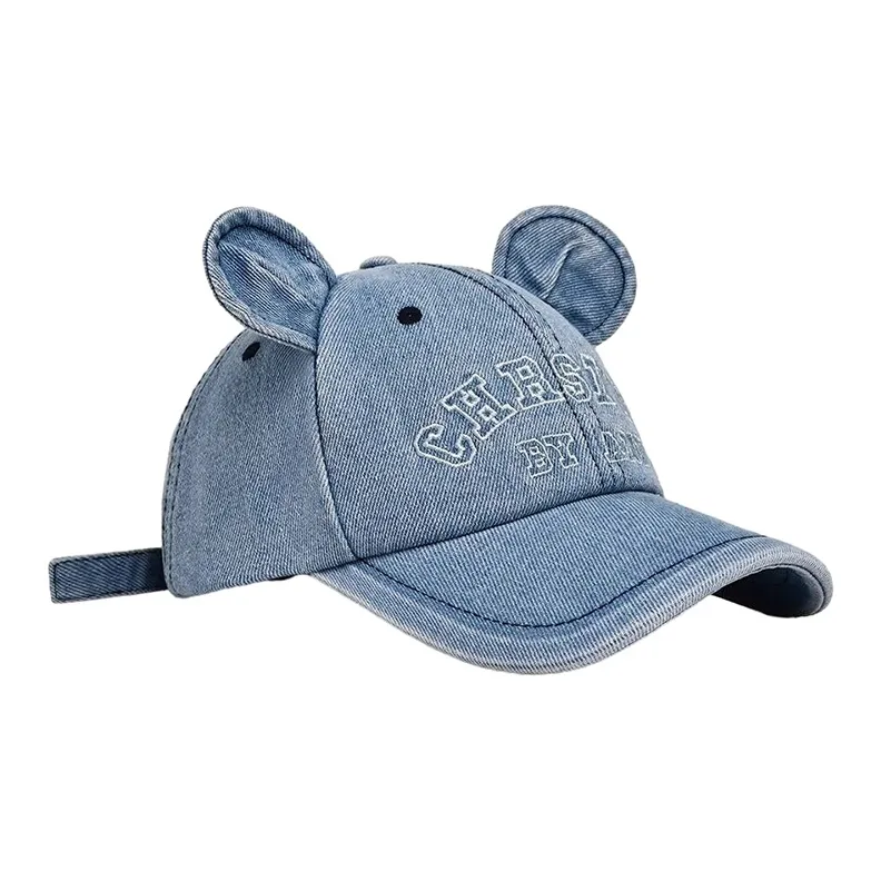 FREE RABBITⅡ Wide Brim Makes Face Look Smaller Cute 3D Effect Bear Ear Baseball Caps Unisex-1