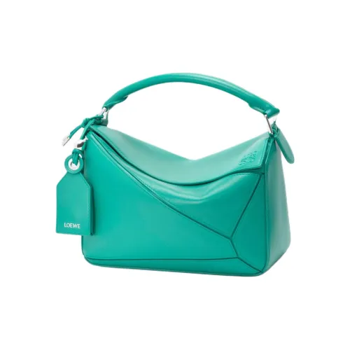 LOEWE Puzzle Nappa Sheep Leather Shoulder Bag Crossbody Bag Handbag Small Size Women's Aquamarine Stone Color
