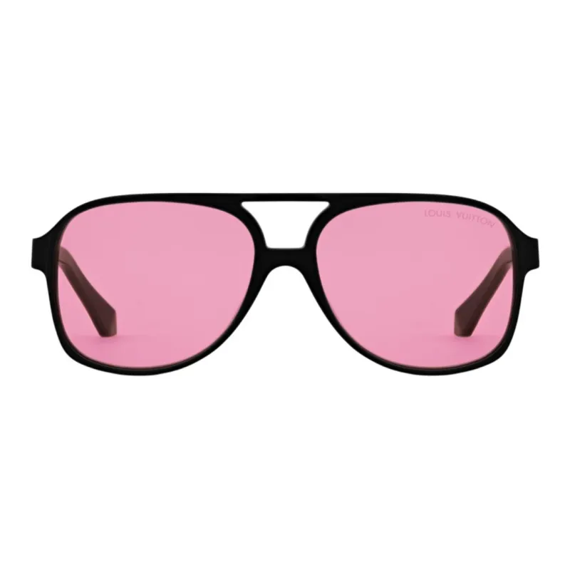 LOUIS VUITTON Metal Acetate Aviator Sunglasses Men's Black-0