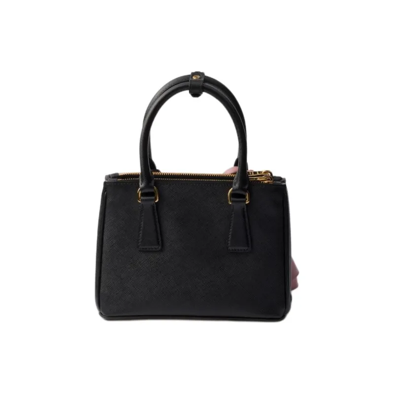 PRADA Saffiano Calfskin Shoulder Bag Crossbody Bag Handbags Mini Women's Black & Pink-2