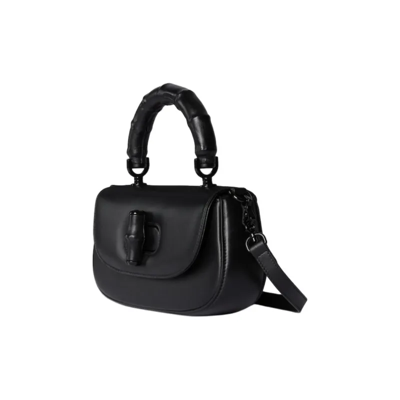 GUCCI Soft Leather One Shoulder Handbag Small Size Women's Black-1