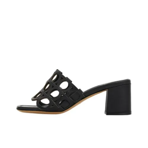 FERRAGAMO GANCINI Slip Resistant Slide Slippers 5.5cm Women's Black