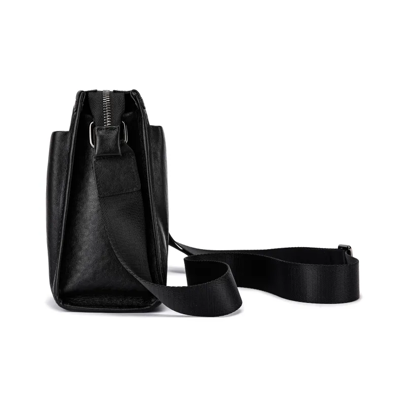 FAIRWHALE Cow Leather Shoulder Bag Crossbody Bag Messenger Bag Small Square Bag Regular Unisex Black-2