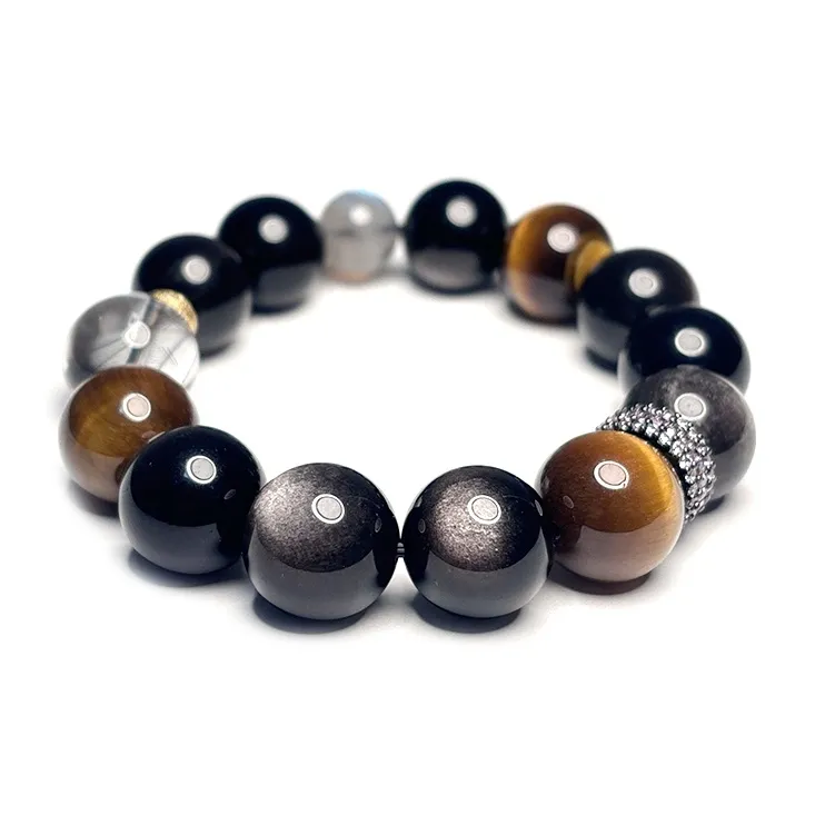MOUNTAINS AND MANS Obsidian New Chinese Style Good Luck Beaded Bracelet Men's-1