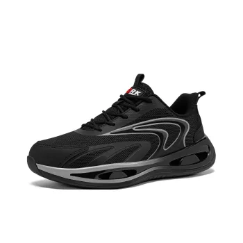 LARNMERN Labor Shoes Abrasion Resistant Low Top Outdoor Shoes Unisex Black