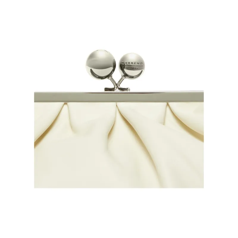 WEEKEND MaxMara Leather Crossbody Bag Shoulder Bag Medium Size Women's White-3