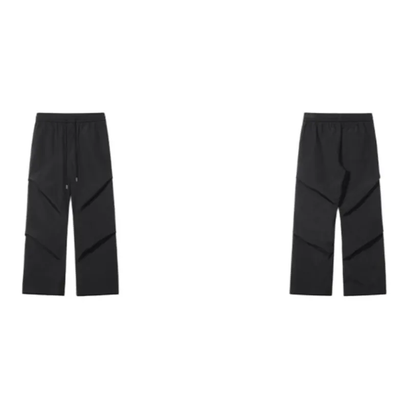 HOKLV Workwear Style Vintage Casual Pants, Wide Leg Straight Fit With A Draping Effect Unisex-19
