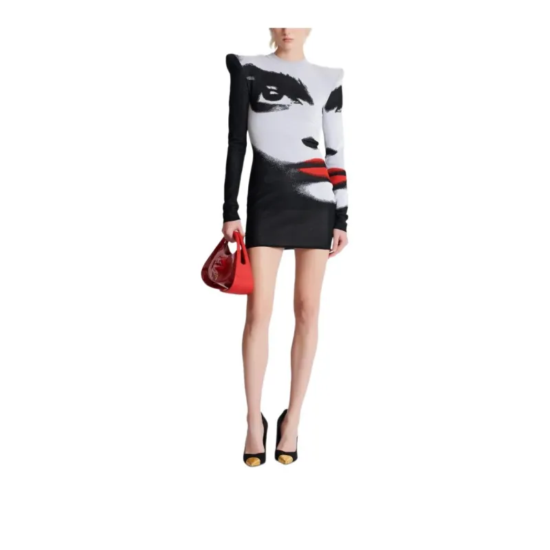 BALMAIN Face motif Mini Dress-1