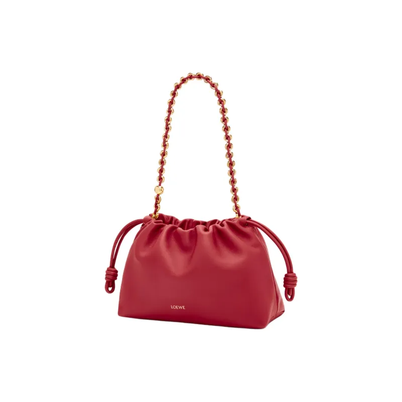 LOEWE Flamenco Lambskin Shoulder Bag Crossbody Bag Handbags Medium Size Women's 1Caramel Red-3