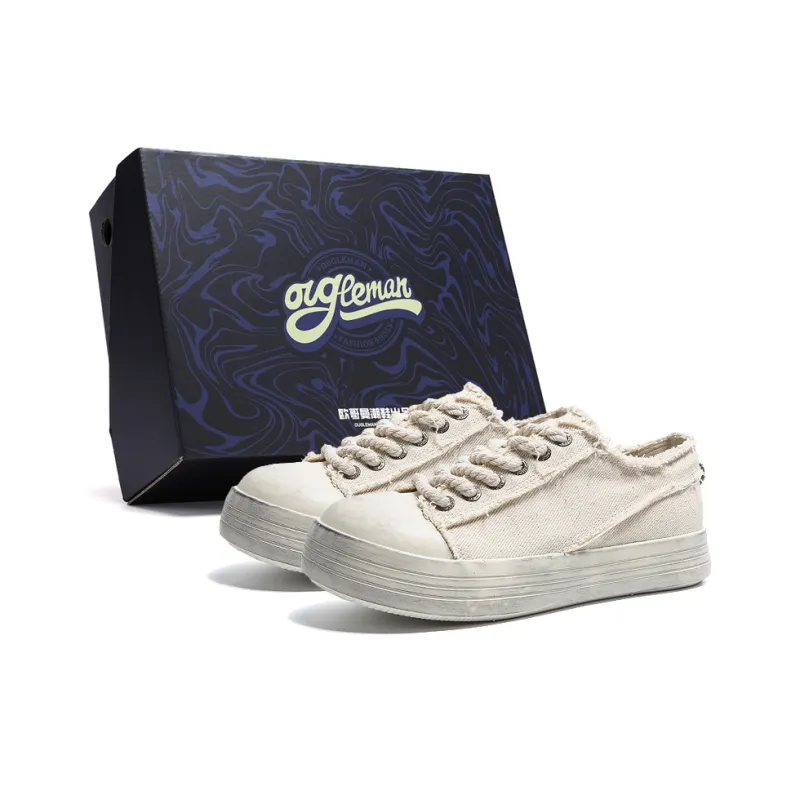 OUGLEMEN Cushioning, Impact Resistant, Abrasion Resistant, Slip Resistant Low Top Canvas Shoes Unisex-10