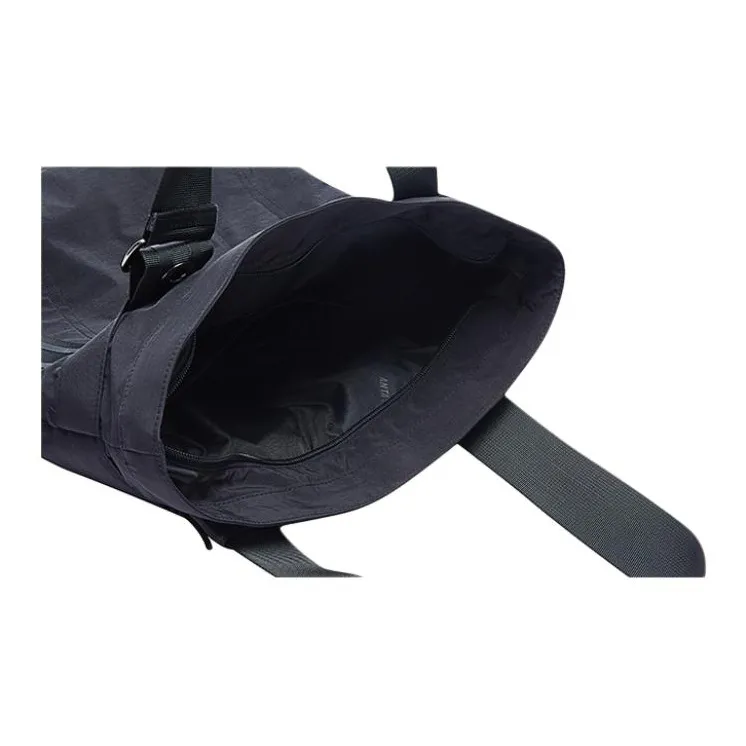 Anta Irving Series Nylon Tote Bag Shopping Bag Handbag Shoulder Bag Unisex Black-4