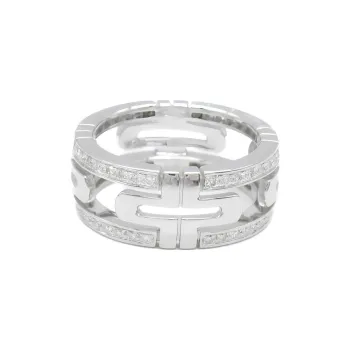 BVLGARI 2010s Pre owned 18K White Gold Parentesi Diamond Ring