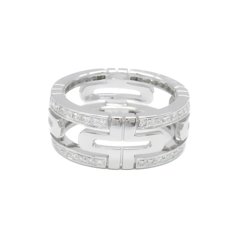 BVLGARI 2010s Pre owned 18K White Gold Parentesi Diamond Ring-0